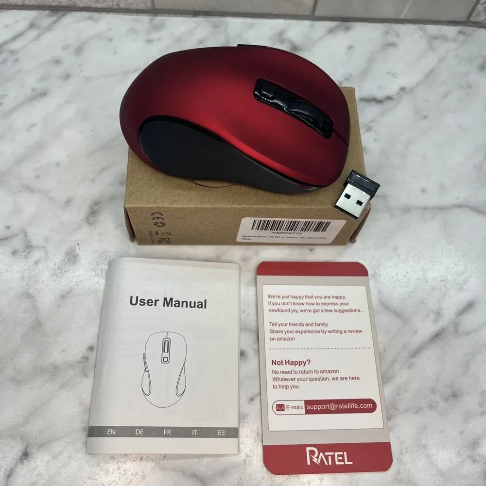 Wireless Mouse Red 2.4G w/ 6D Buttons, ergonomic, smooth Mouse for Laptop PC Mac